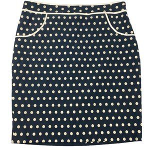 The Limited Navy Blue & Cream Embroidered Polka Dot Pencil Skirt Size 12